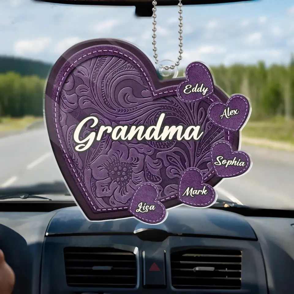 Happiness Is Being A Grandma - Family Personalized Custom Car Ornament - Acrylic Custom Shaped - Gift For Mom, Grandma 1 Happiness Is Being A Grandma - Family Personalized Custom Car Ornament - Acrylic Custom Shaped - Gift For Mom, Grandma