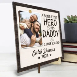 Custom Photo A Son's First Hero Is His Daddy - Family Personalized Custom 2-Layered Wooden Plaque With Stand - Gift For Dad 8 Custom Photo A Son's First Hero Is His Daddy - Family Personalized Custom 2-Layered Wooden Plaque With Stand - Gift For Dad -Pawfect House Store 668ba598ebd3f