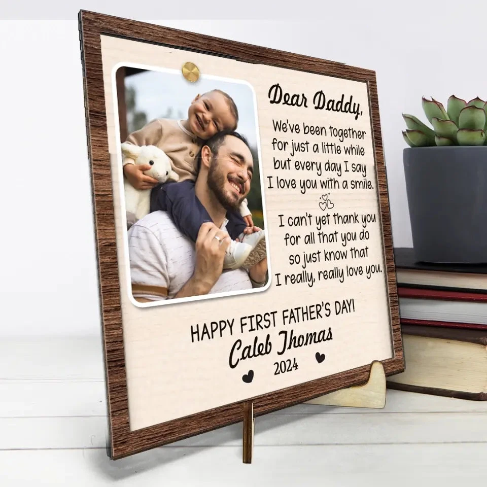 Custom Photo I'm So Blessed To Have A Dad Like You - Family Personalized Custom 2-Layered Wooden Plaque With Stand - Gift For Dad 4 Custom Photo I'm So Blessed To Have A Dad Like You - Family Personalized Custom 2-Layered Wooden Plaque With Stand - Gift For Dad - Image 4