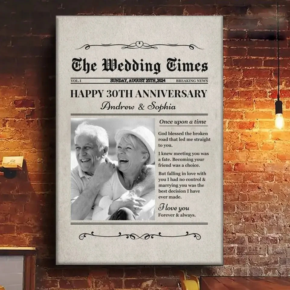 Custom Photo The Wedding Times - Couple Personalized Custom Vertical Canvas - Gift For Husband Wife, Anniversary 2 Custom Photo The Wedding Times - Couple Personalized Custom Vertical Canvas - Gift For Husband Wife, Anniversary - Image 2