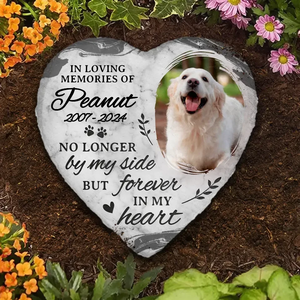 Custom Photo You Leave Pawprints In Our Hearts - Memorial Personalized Custom Heart Shaped Memorial Stone - Sympathy Gift For Pet Owners, Pet Lovers 2 Custom Photo You Leave Pawprints In Our Hearts - Memorial Personalized Custom Heart Shaped Memorial Stone - Sympathy Gift For Pet Owners, Pet Lovers - Image 2