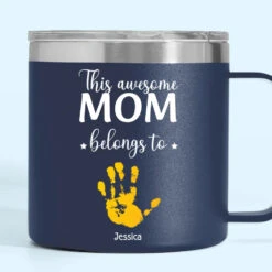 These Hands Hold Your Heart Forever - Family Personalized Custom 14oz Stainless Steel Tumbler With Handle - Gift For Mom, Grandma -Pawfect House Store 668cc15565d05