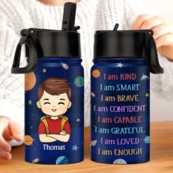 I Am Enough - Personalized Custom Kid Water Bottle - Back To School Gift For Kid, Grandkid -Pawfect House Store 668cc2ded14e7
