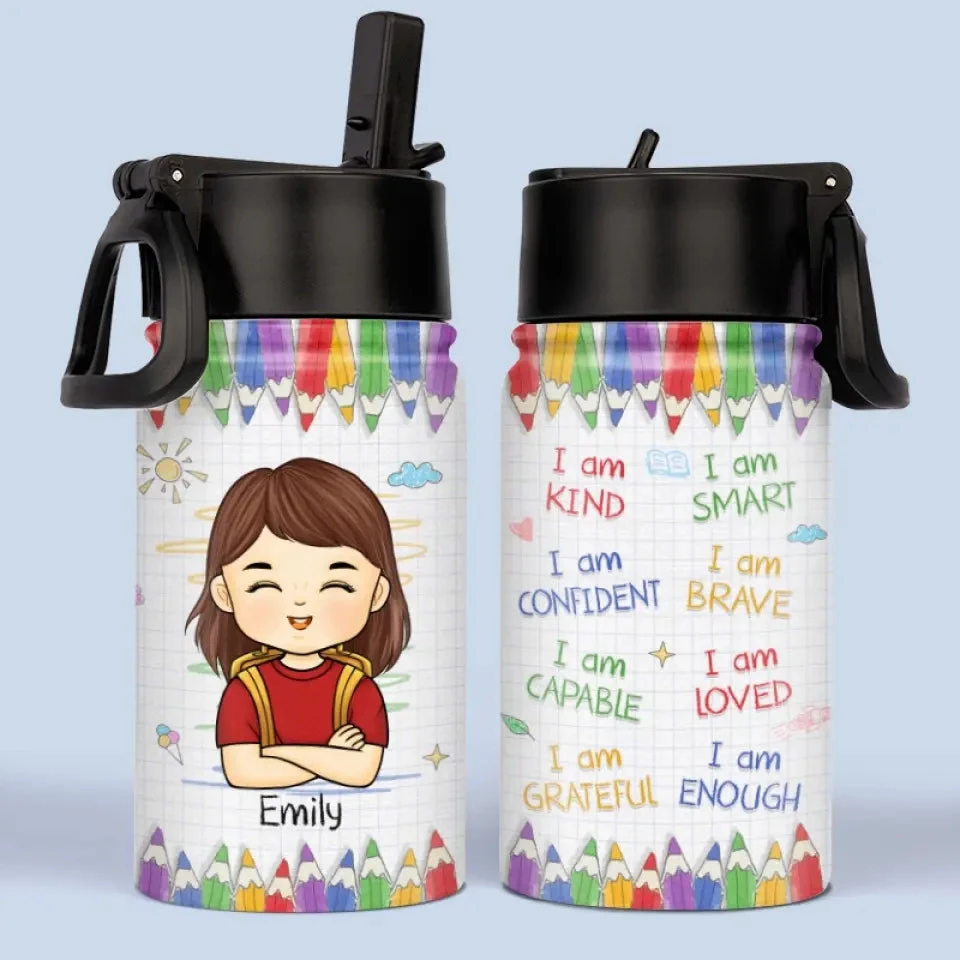 I'm Back - Personalized Custom Kid Water Bottle - Back To School Gift For Kid, Grandkid 1 I'm Back - Personalized Custom Kid Water Bottle - Back To School Gift For Kid, Grandkid