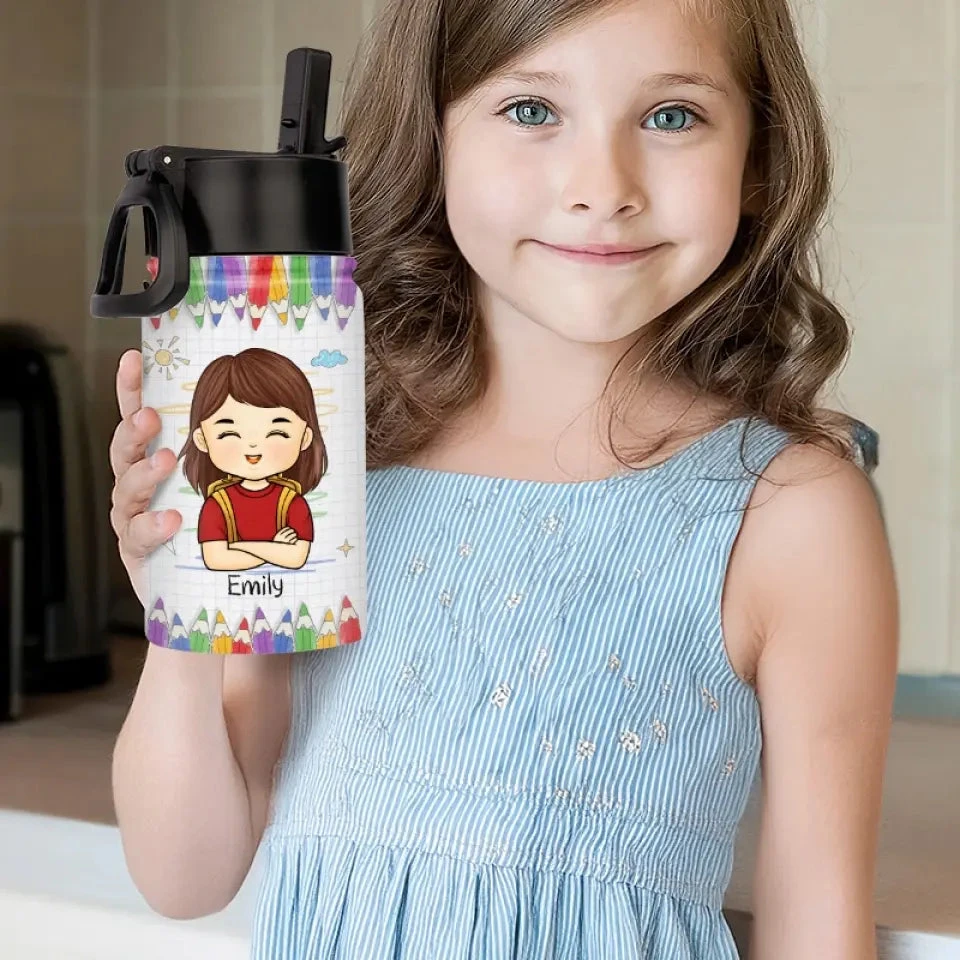 I'm Back - Personalized Custom Kid Water Bottle - Back To School Gift For Kid, Grandkid 4 I'm Back - Personalized Custom Kid Water Bottle - Back To School Gift For Kid, Grandkid - Image 4