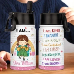 God Says I Am Enough - Personalized Custom Kid Water Bottle - Back To School Gift For Kid, Grandkid -Pawfect House Store 668ce23f51f2a