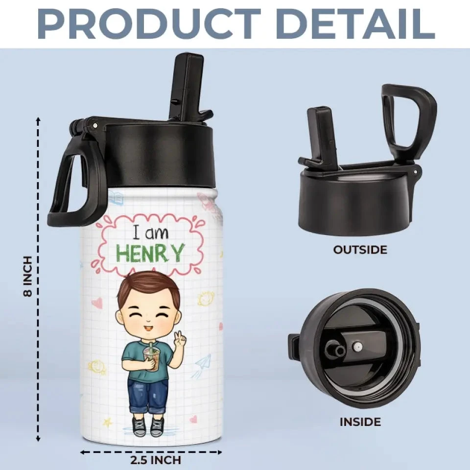 I Am Kind - Personalized Custom Kid Water Bottle - Back To School Gift For Kid, Grandkid 5 I Am Kind - Personalized Custom Kid Water Bottle - Back To School Gift For Kid, Grandkid - Image 5