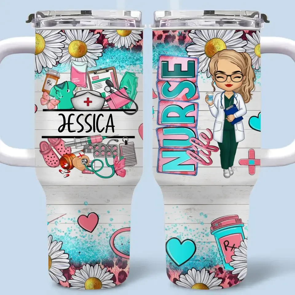 Nursing Is One Of The Fine Arts - Nurse Personalized Custom 40 Oz Stainless Steel Tumbler With Handle - Appreciation, Thank You Gift, Nurse Life 2 Nursing Is One Of The Fine Arts - Nurse Personalized Custom 40 Oz Stainless Steel Tumbler With Handle - Appreciation, Thank You Gift, Nurse Life - Image 2