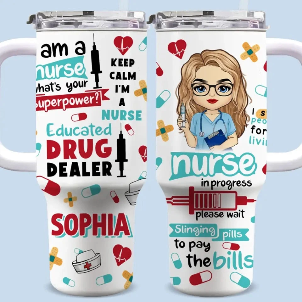 Nurses Are The Heart Of Healthcare - Nurse Personalized Custom 40 Oz Stainless Steel Tumbler With Handle - Appreciation, Thank You Gift, Nurse Life 1 Nurses Are The Heart Of Healthcare - Nurse Personalized Custom 40 Oz Stainless Steel Tumbler With Handle - Appreciation, Thank You Gift, Nurse Life