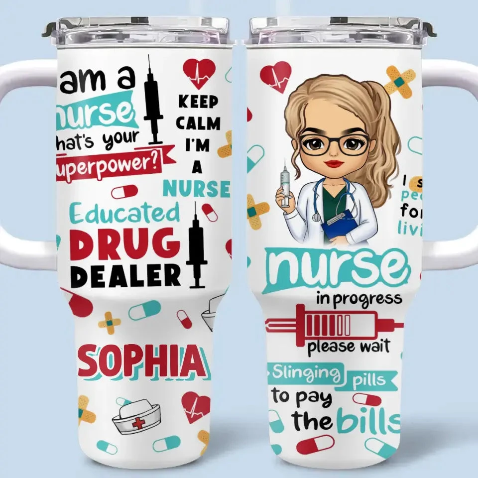 Nurses Are The Heart Of Healthcare - Nurse Personalized Custom 40 Oz Stainless Steel Tumbler With Handle - Appreciation, Thank You Gift, Nurse Life 2 Nurses Are The Heart Of Healthcare - Nurse Personalized Custom 40 Oz Stainless Steel Tumbler With Handle - Appreciation, Thank You Gift, Nurse Life - Image 2