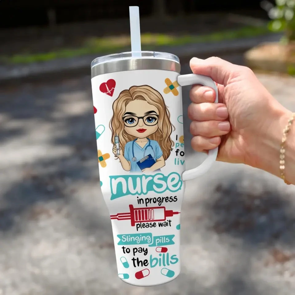 Nurses Are The Heart Of Healthcare - Nurse Personalized Custom 40 Oz Stainless Steel Tumbler With Handle - Appreciation, Thank You Gift, Nurse Life 3 Nurses Are The Heart Of Healthcare - Nurse Personalized Custom 40 Oz Stainless Steel Tumbler With Handle - Appreciation, Thank You Gift, Nurse Life - Image 3