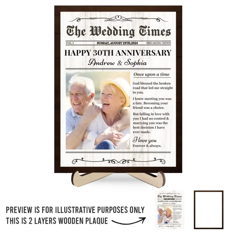 Custom Photo Falling In Love All Over Again - Couple Personalized Custom 2-Layered Wooden Plaque With Stand - Gift For Husband Wife, Anniversary 2 Custom Photo Falling In Love All Over Again - Couple Personalized Custom 2-Layered Wooden Plaque With Stand - Gift For Husband Wife, Anniversary - Image 2