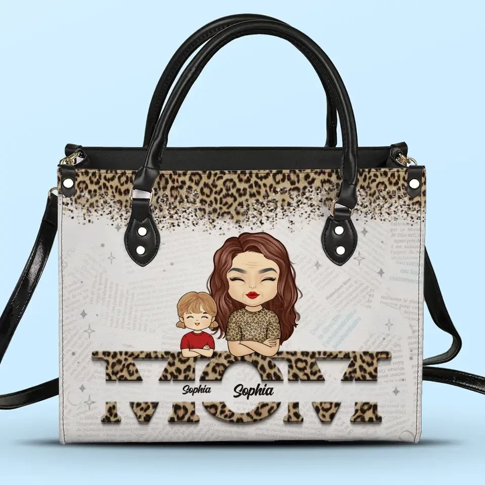 Grandmas Are Moms With Lots Of Frosting - Family Personalized Custom Leather Handbag - Gift For Mom, Grandma 2 Grandmas Are Moms With Lots Of Frosting - Family Personalized Custom Leather Handbag - Gift For Mom, Grandma - Image 2