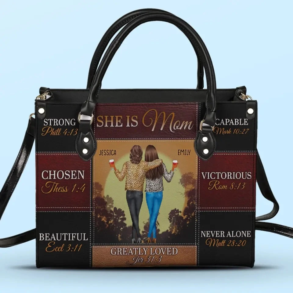 We Are Born Of Love, Love Is Our Mother - Family Personalized Custom Leather Handbag - Gift For Mom, Grandma 1 We Are Born Of Love, Love Is Our Mother - Family Personalized Custom Leather Handbag - Gift For Mom, Grandma