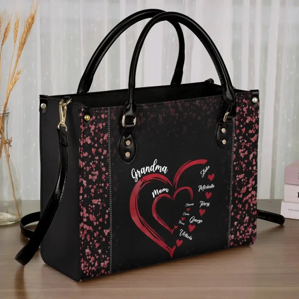 Mommy Knows A Lot, But Grandma Knows Everything - Family Personalized Custom Leather Handbag - Gift For Mom, Grandma 3 Mommy Knows A Lot, But Grandma Knows Everything - Family Personalized Custom Leather Handbag - Gift For Mom, Grandma - Image 3