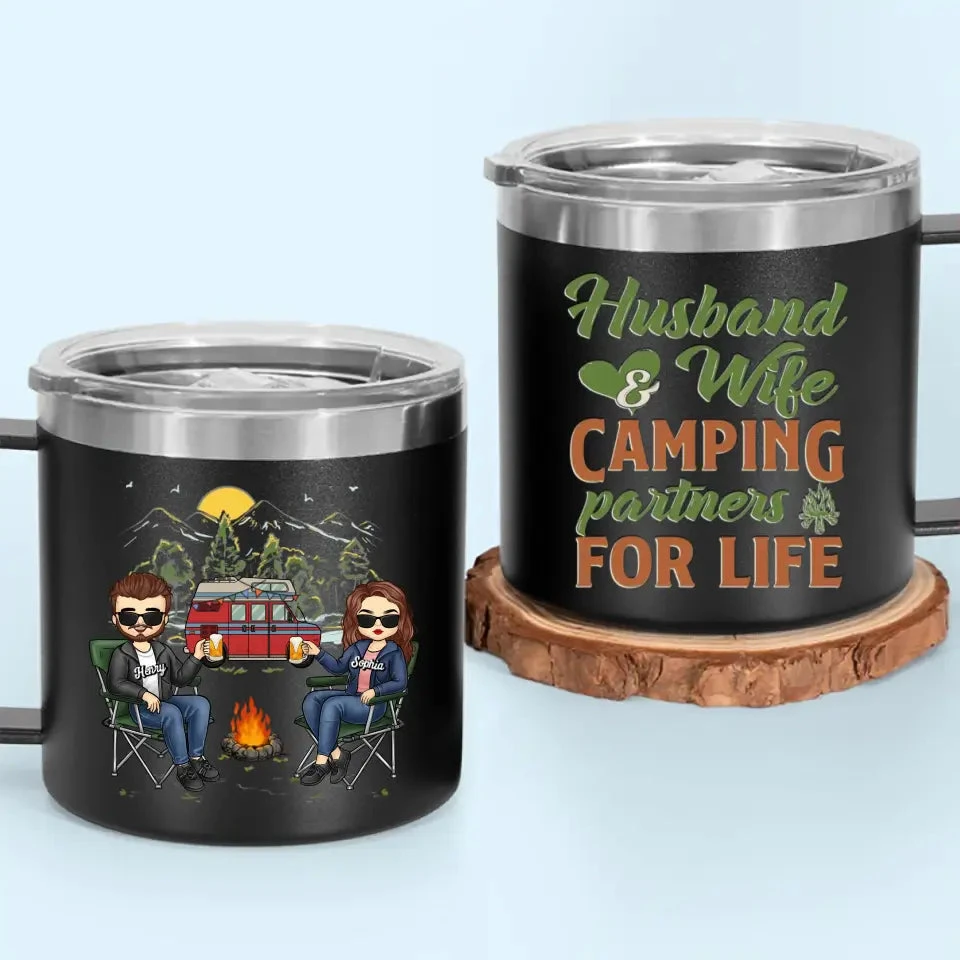 Life Is Better Around The Campfire - Camping Personalized Custom 14oz Stainless Steel Tumbler With Handle - Gift For Couple, Husband Wife, Camping Lovers 5 Life Is Better Around The Campfire - Camping Personalized Custom 14oz Stainless Steel Tumbler With Handle - Gift For Couple, Husband Wife, Camping Lovers - Image 5