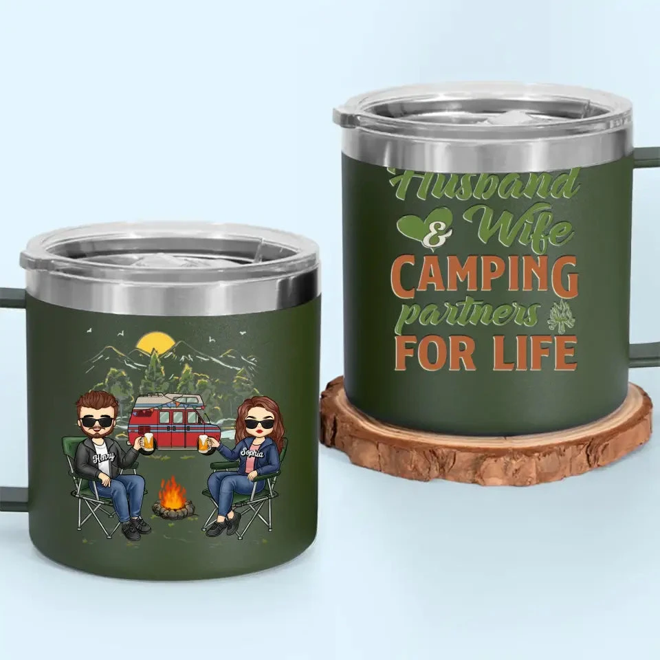 Life Is Better Around The Campfire - Camping Personalized Custom 14oz Stainless Steel Tumbler With Handle - Gift For Couple, Husband Wife, Camping Lovers 6 Life Is Better Around The Campfire - Camping Personalized Custom 14oz Stainless Steel Tumbler With Handle - Gift For Couple, Husband Wife, Camping Lovers - Image 6