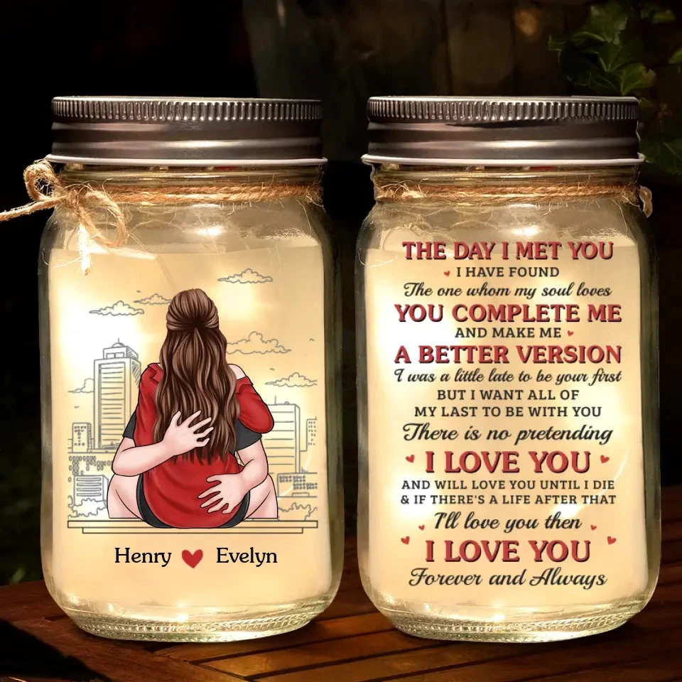 Your First Kiss Or Your First Love - Couple Personalized Custom Mason Jar Light - Gift For Couple, Husband Wife, Anniversary 2 Your First Kiss Or Your First Love - Couple Personalized Custom Mason Jar Light - Gift For Couple, Husband Wife, Anniversary - Image 2
