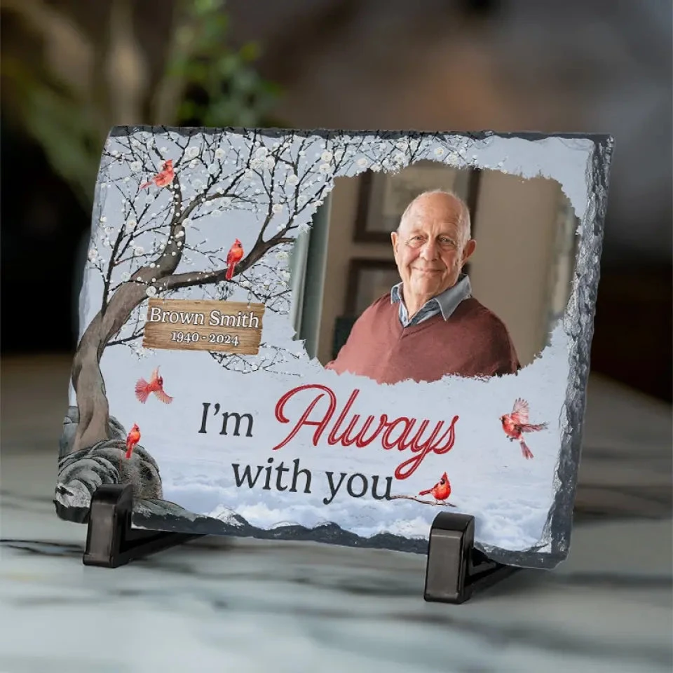 Custom Photo We're Always With You - Memorial Personalized Custom Rectangle Shaped Stone With Stand - Sympathy Gift For Family Members 2 Custom Photo We're Always With You - Memorial Personalized Custom Rectangle Shaped Stone With Stand - Sympathy Gift For Family Members - Image 2