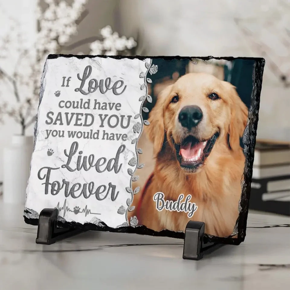 Custom Photo A Heartbeat At My Feet - Memorial Personalized Custom Rectangle Shaped Stone With Stand - Sympathy Gift For Pet Owners, Pet Lovers 2 Custom Photo A Heartbeat At My Feet - Memorial Personalized Custom Rectangle Shaped Stone With Stand - Sympathy Gift For Pet Owners, Pet Lovers - Image 2