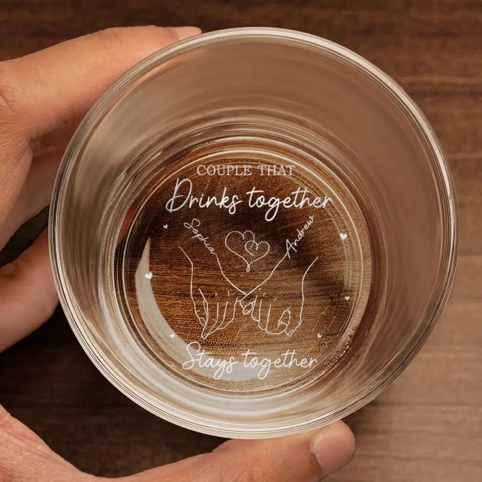 Couple That Drinks Together Stays Together - Couple Personalized Custom Whiskey Glass - Gift For Husband Wife, Anniversary 4 Couple That Drinks Together Stays Together - Couple Personalized Custom Whiskey Glass - Gift For Husband Wife, Anniversary - Image 4