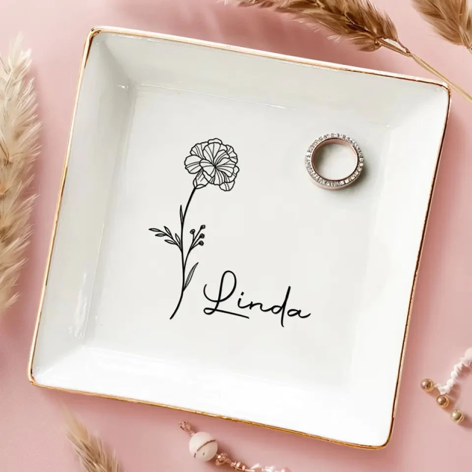 Best Friends Bloom Together - Bestie Personalized Custom Jewelry Dish - Gift For Best Friends, BFF, Sisters 3 Best Friends Bloom Together - Bestie Personalized Custom Jewelry Dish - Gift For Best Friends, BFF, Sisters - Image 3