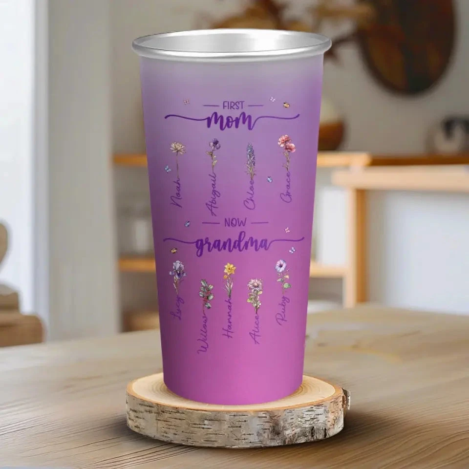 First Mom Now Grandma - Family Personalized Custom Aluminum Changing Color Cup - Gift For Mom, Grandma 1 First Mom Now Grandma - Family Personalized Custom Aluminum Changing Color Cup - Gift For Mom, Grandma