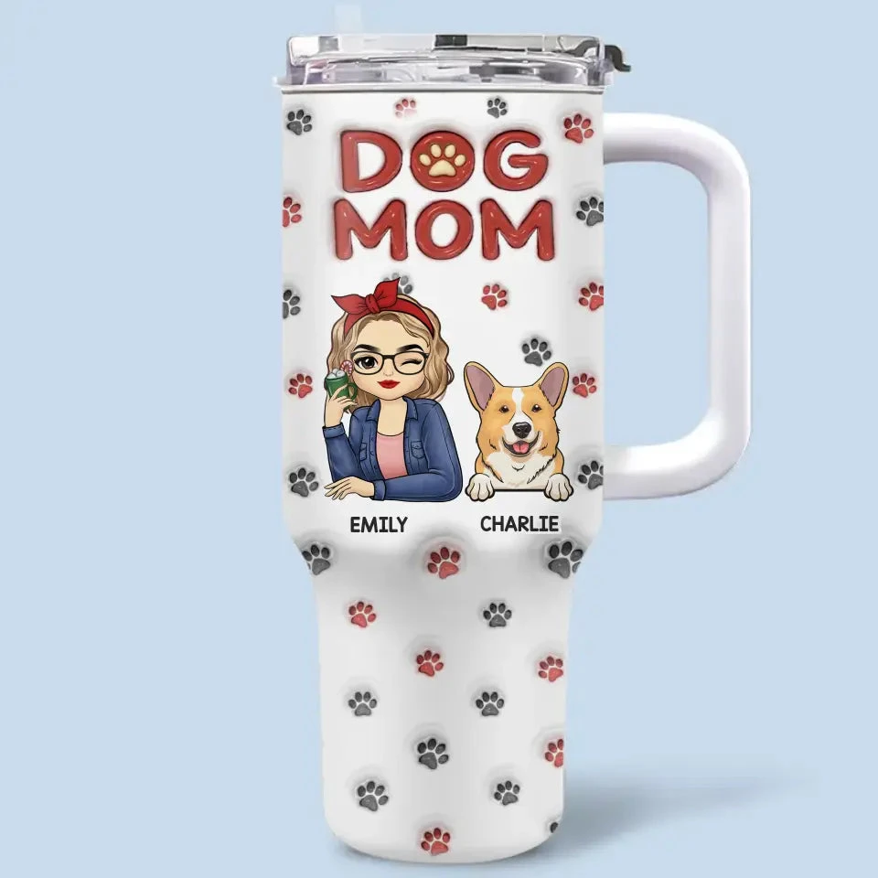Pets Fill Your Heart - Dog & Cat Personalized Custom 3D Inflated Effect Printed 40 Oz Stainless Steel Tumbler With Handle - Gift For Pet Owners, Pet Lovers 2 Pets Fill Your Heart - Dog & Cat Personalized Custom 3D Inflated Effect Printed 40 Oz Stainless Steel Tumbler With Handle - Gift For Pet Owners, Pet Lovers - Image 2