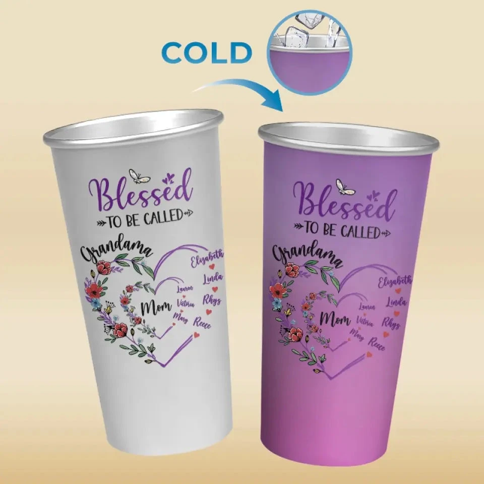 Blessed To Be Called Grandma - Family Personalized Custom Aluminum Changing Color Cup - Gift For Mom, Grandma 4 Blessed To Be Called Grandma - Family Personalized Custom Aluminum Changing Color Cup - Gift For Mom, Grandma - Image 4