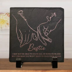 Our Friendship Is Endless - Bestie Personalized Custom Square Shaped Stone With Stand - Gift For Best Friends, BFF, Sisters