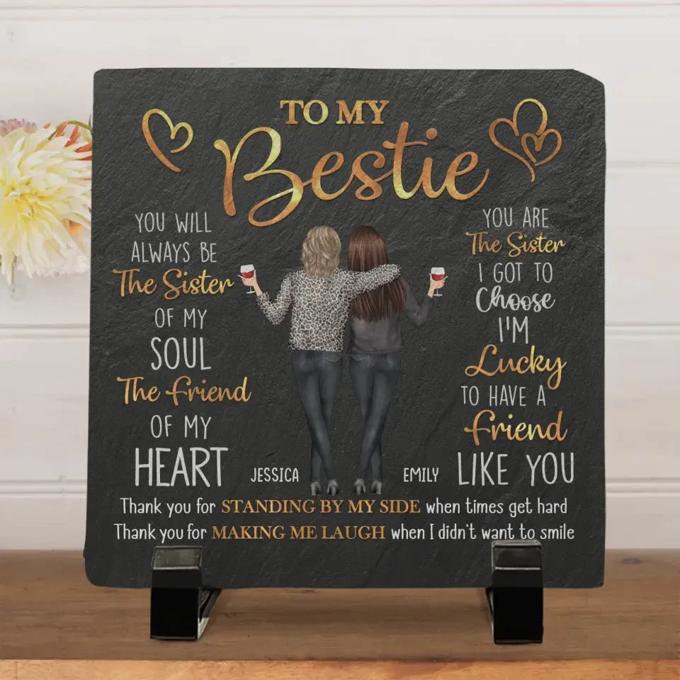 I'm Lucky To Have A Friend Like You - Bestie Personalized Custom Square Shaped Stone With Stand - Gift For Best Friends, BFF, Sisters 2 I'm Lucky To Have A Friend Like You - Bestie Personalized Custom Square Shaped Stone With Stand - Gift For Best Friends, BFF, Sisters - Image 2