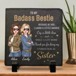 Thank You For Being My Unbiological Sister - Bestie Personalized Custom Square Shaped Stone With Stand - Gift For Best Friends, BFF, Sisters 5 Thank You For Being My Unbiological Sister - Bestie Personalized Custom Square Shaped Stone With Stand - Gift For Best Friends, BFF, Sisters -Pawfect House Store 6699d6695d423