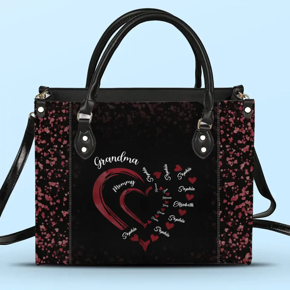 Mommy Knows A Lot, But Grandma Knows Everything - Family Personalized Custom Leather Handbag - Gift For Mom, Grandma 2 Mommy Knows A Lot, But Grandma Knows Everything - Family Personalized Custom Leather Handbag - Gift For Mom, Grandma - Image 2