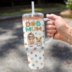 My Happiness Has Four Paws - Dog & Cat Personalized Custom 3D Inflated Effect Printed 40 Oz Stainless Steel Tumbler With Handle - Gift For Pet Owners, Pet Lovers -Pawfect House Store 6699f652492c8