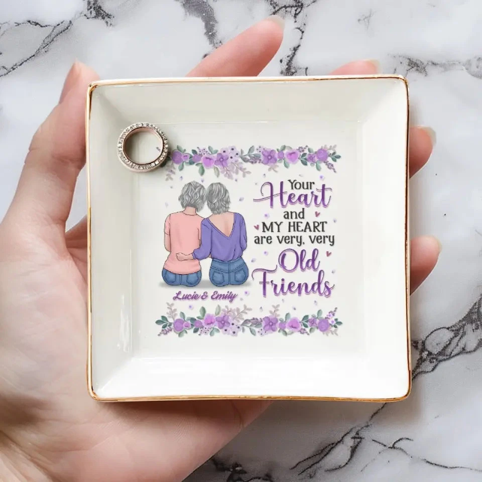 Ancient Hearts, Eternal Friends - Bestie Personalized Custom Jewelry Dish - Gift For Best Friends, BFF, Sisters 4 Ancient Hearts, Eternal Friends - Bestie Personalized Custom Jewelry Dish - Gift For Best Friends, BFF, Sisters - Image 4