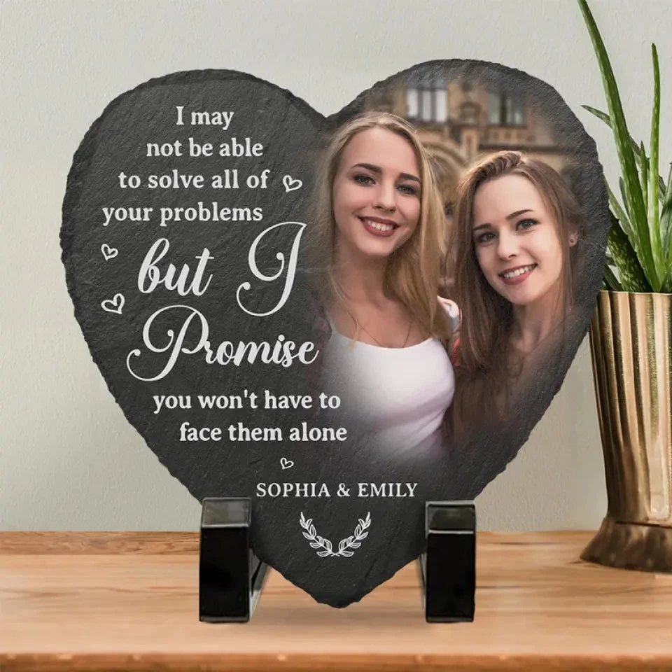 Because Of You I Laugh A Little Harder - Bestie Personalized Custom Heart Shaped Stone With Stand - Gift For Best Friends, BFF, Sisters 3 Because Of You I Laugh A Little Harder - Bestie Personalized Custom Heart Shaped Stone With Stand - Gift For Best Friends, BFF, Sisters - Image 3