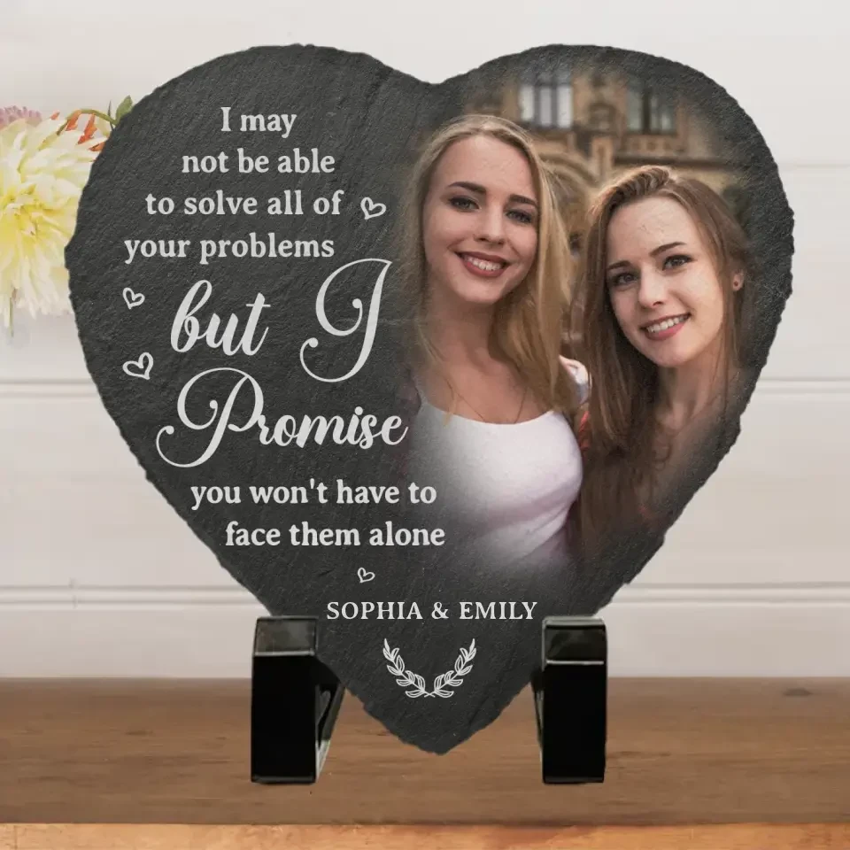 Because Of You I Laugh A Little Harder - Bestie Personalized Custom Heart Shaped Stone With Stand - Gift For Best Friends, BFF, Sisters 1 Because Of You I Laugh A Little Harder - Bestie Personalized Custom Heart Shaped Stone With Stand - Gift For Best Friends, BFF, Sisters