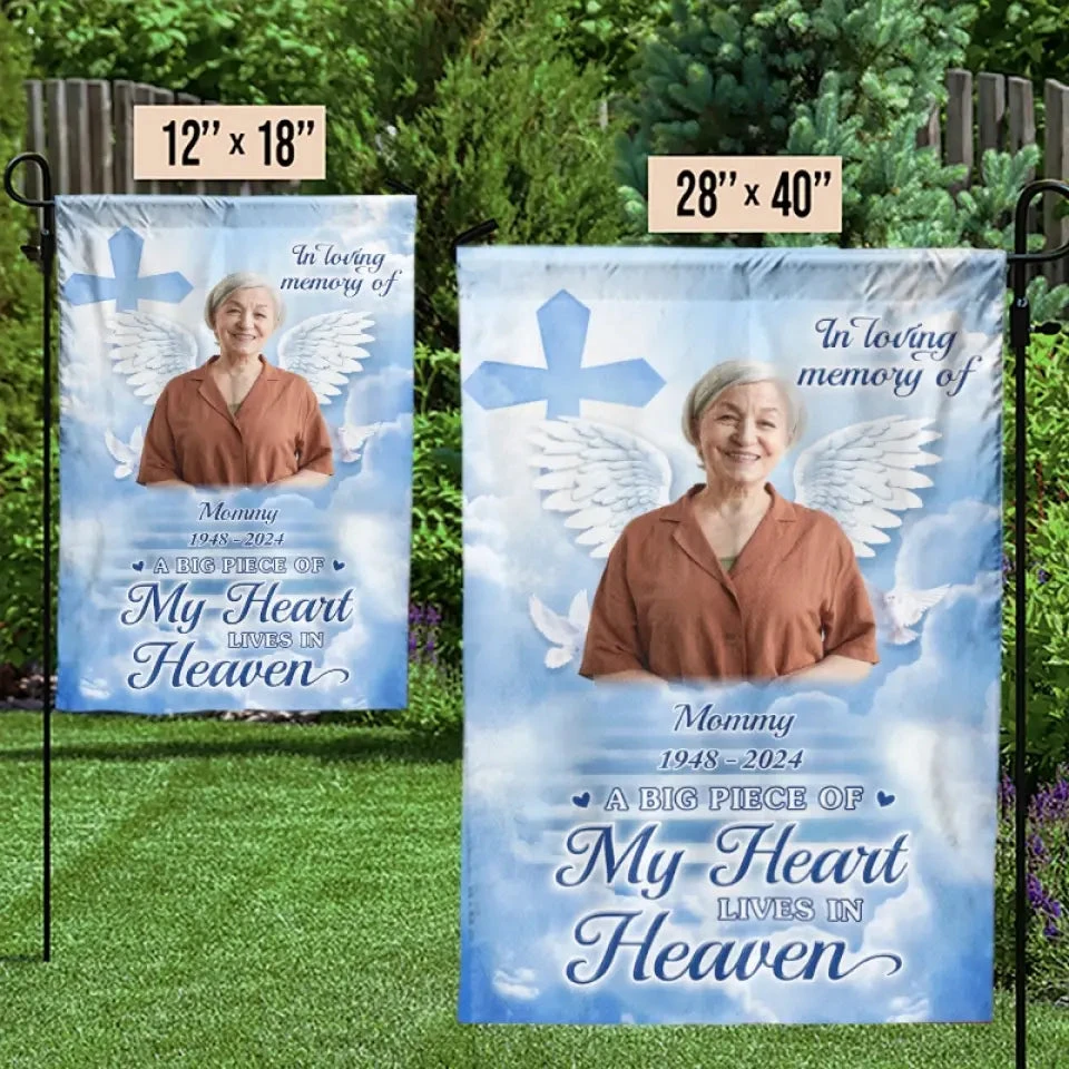 Custom Photo A Big Piece Of My Heart Lives In Heaven - Memorial Personalized Custom Flag - Sympathy Gift For Family Members 3 Custom Photo A Big Piece Of My Heart Lives In Heaven - Memorial Personalized Custom Flag - Sympathy Gift For Family Members - Image 3