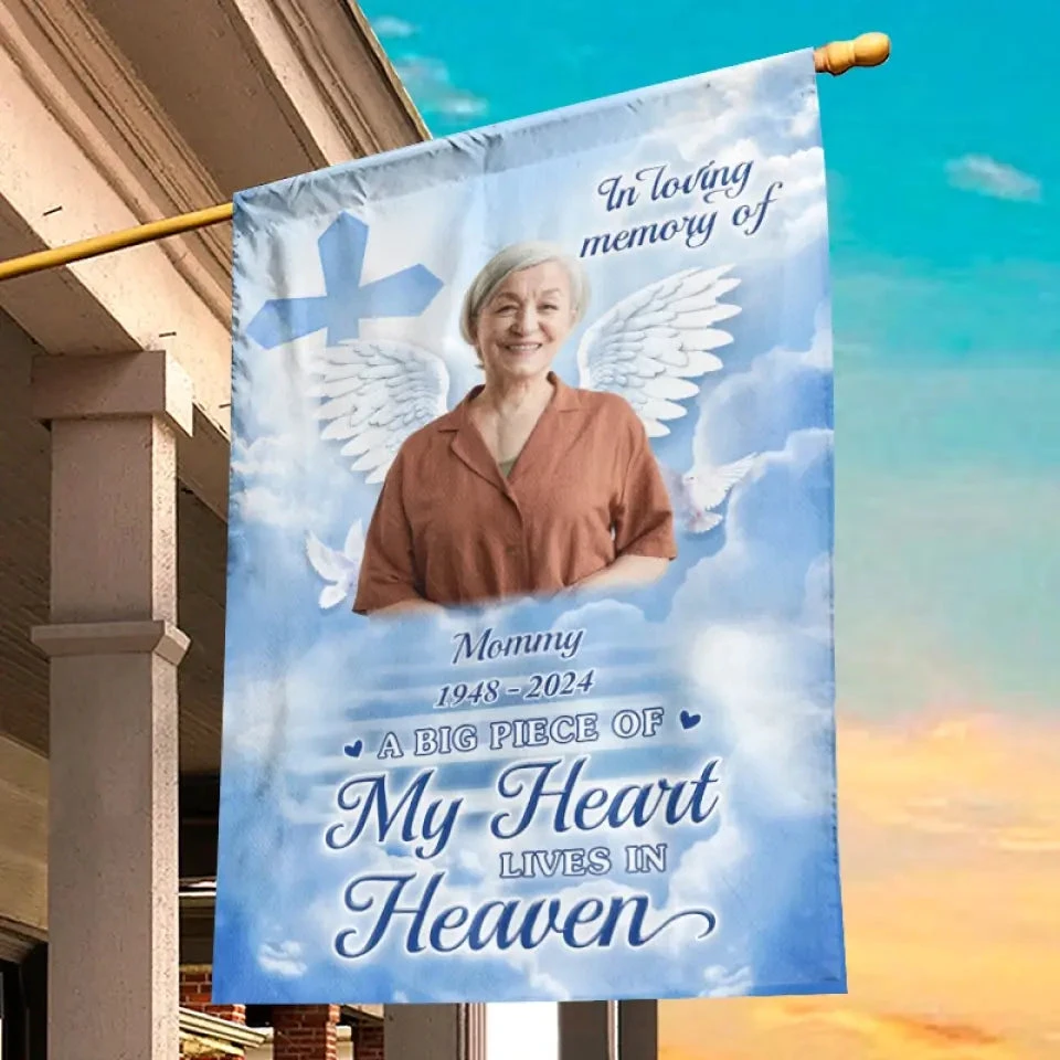 Custom Photo A Big Piece Of My Heart Lives In Heaven - Memorial Personalized Custom Flag - Sympathy Gift For Family Members 5 Custom Photo A Big Piece Of My Heart Lives In Heaven - Memorial Personalized Custom Flag - Sympathy Gift For Family Members - Image 5