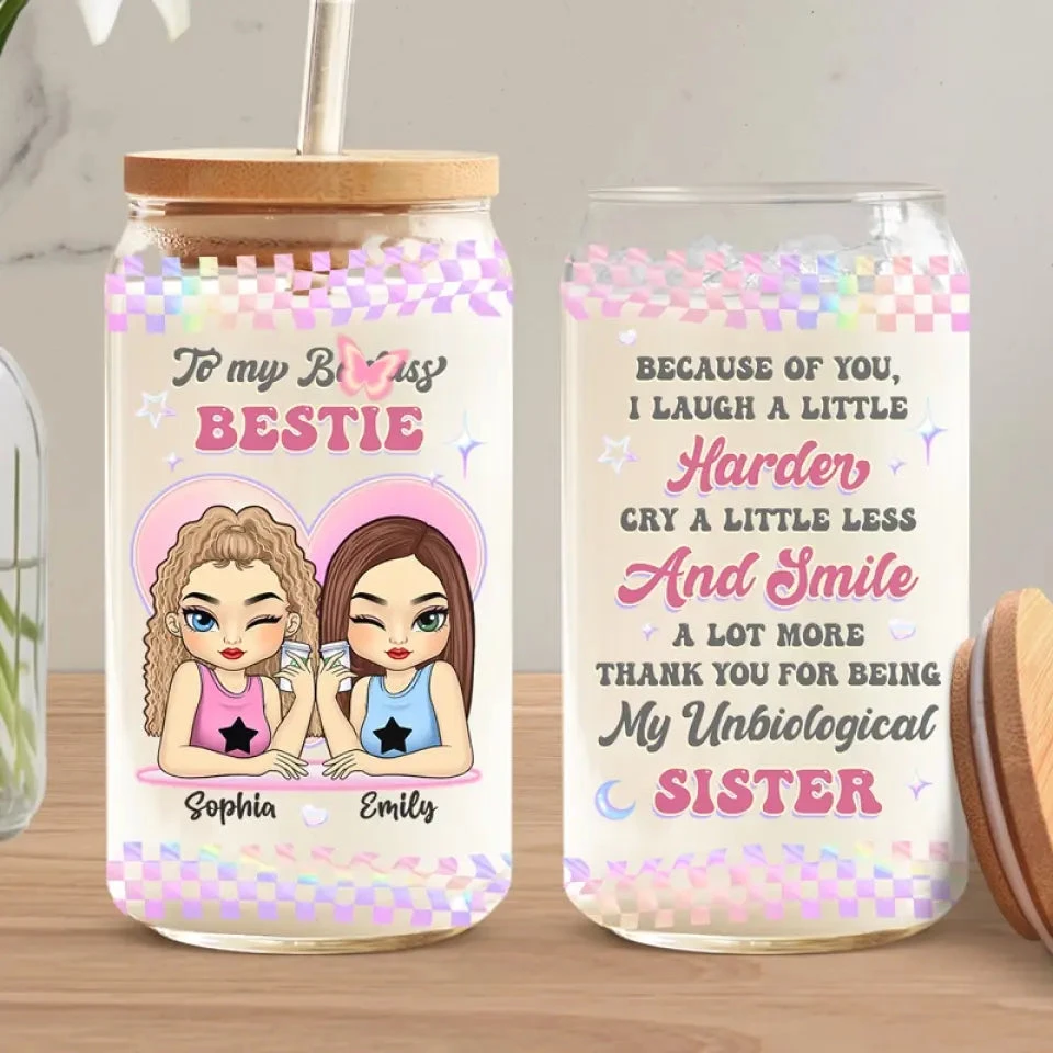 I Love My Crazy Y2K Girl - Bestie Personalized Custom Glass Cup, Iced Coffee Cup - Gift For Best Friends, BFF, Sisters 1 I Love My Crazy Y2K Girl - Bestie Personalized Custom Glass Cup, Iced Coffee Cup - Gift For Best Friends, BFF, Sisters
