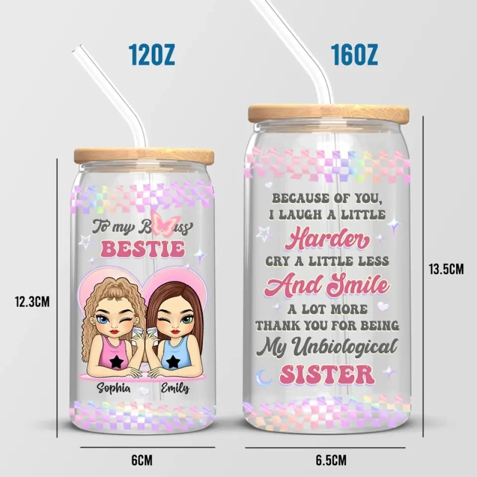 I Love My Crazy Y2K Girl - Bestie Personalized Custom Glass Cup, Iced Coffee Cup - Gift For Best Friends, BFF, Sisters 5 I Love My Crazy Y2K Girl - Bestie Personalized Custom Glass Cup, Iced Coffee Cup - Gift For Best Friends, BFF, Sisters - Image 5