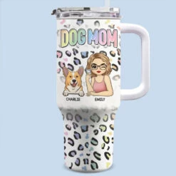 The Queen Pampers Her Pets - Dog & Cat Personalized Custom 3D Inflated Effect Printed 40 Oz Stainless Steel Tumbler With Handle - Gift For Pet Owners, Pet Lovers