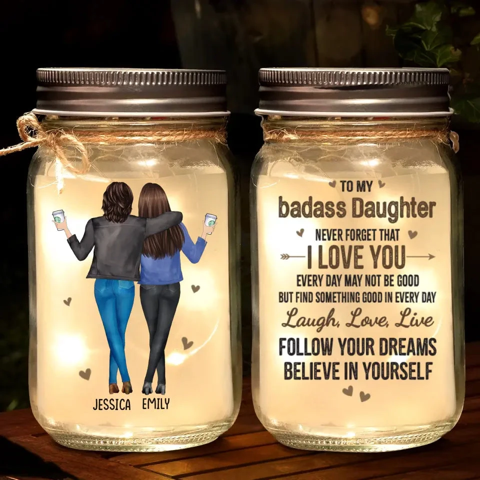 Follow Your Dreams, Believe In Yourself - Family Personalized Custom Mason Jar Light - Gift For Mom, Daughter 2 Follow Your Dreams, Believe In Yourself - Family Personalized Custom Mason Jar Light - Gift For Mom, Daughter - Image 2