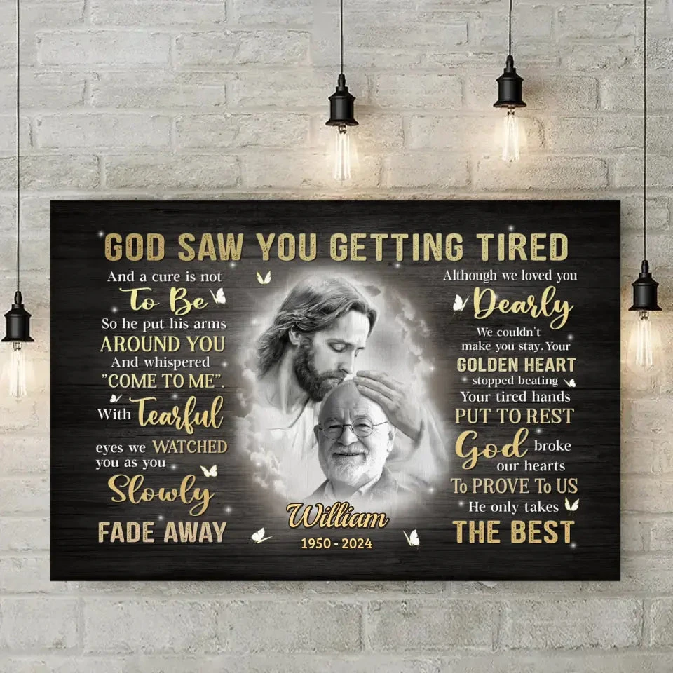 Custom Photo God Saw You Getting Tired - Memorial Personalized Custom Horizontal Canvas - Sympathy Gift For Family Members 2 Custom Photo God Saw You Getting Tired - Memorial Personalized Custom Horizontal Canvas - Sympathy Gift For Family Members - Image 2