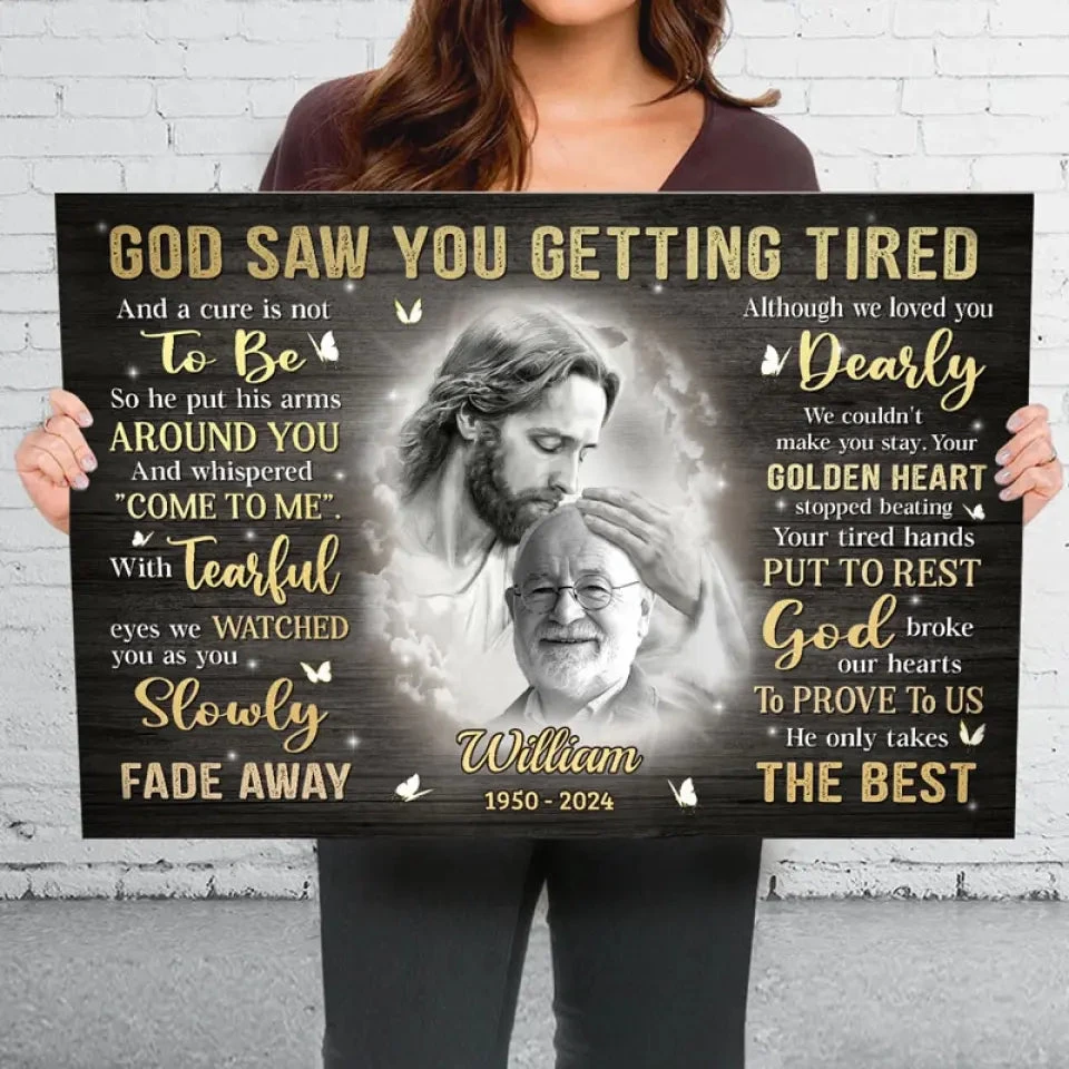 Custom Photo God Saw You Getting Tired - Memorial Personalized Custom Horizontal Canvas - Sympathy Gift For Family Members 4 Custom Photo God Saw You Getting Tired - Memorial Personalized Custom Horizontal Canvas - Sympathy Gift For Family Members - Image 4