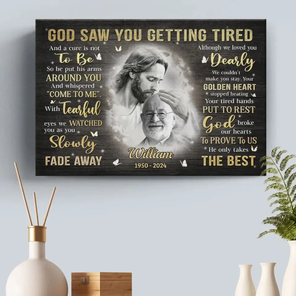 Custom Photo God Saw You Getting Tired - Memorial Personalized Custom Horizontal Canvas - Sympathy Gift For Family Members 7 Custom Photo God Saw You Getting Tired - Memorial Personalized Custom Horizontal Canvas - Sympathy Gift For Family Members - Image 7