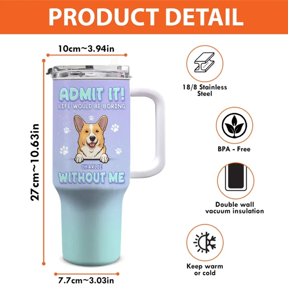 Fur-Real Friendships Last A Lifetime - Dog & Cat Personalized Custom 40 Oz Stainless Steel Tumbler With Handle - Gift For Pet Owners, Pet Lovers 4 Fur-Real Friendships Last A Lifetime - Dog & Cat Personalized Custom 40 Oz Stainless Steel Tumbler With Handle - Gift For Pet Owners, Pet Lovers - Image 4
