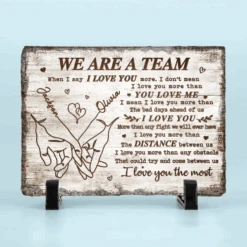 I Love You More Than The Distance Between Us - Couple Personalized Custom Rectangle Shaped Stone With Stand - Gift For Husband Wife, Anniversary -Pawfect House Store 66a331364e6f2