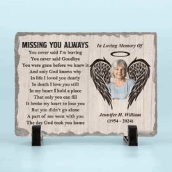 Custom Photo Missing You Always - Memorial Personalized Custom Rectangle Shaped Stone With Stand - Sympathy Gift For Family Members -Pawfect House Store 66a3314366621
