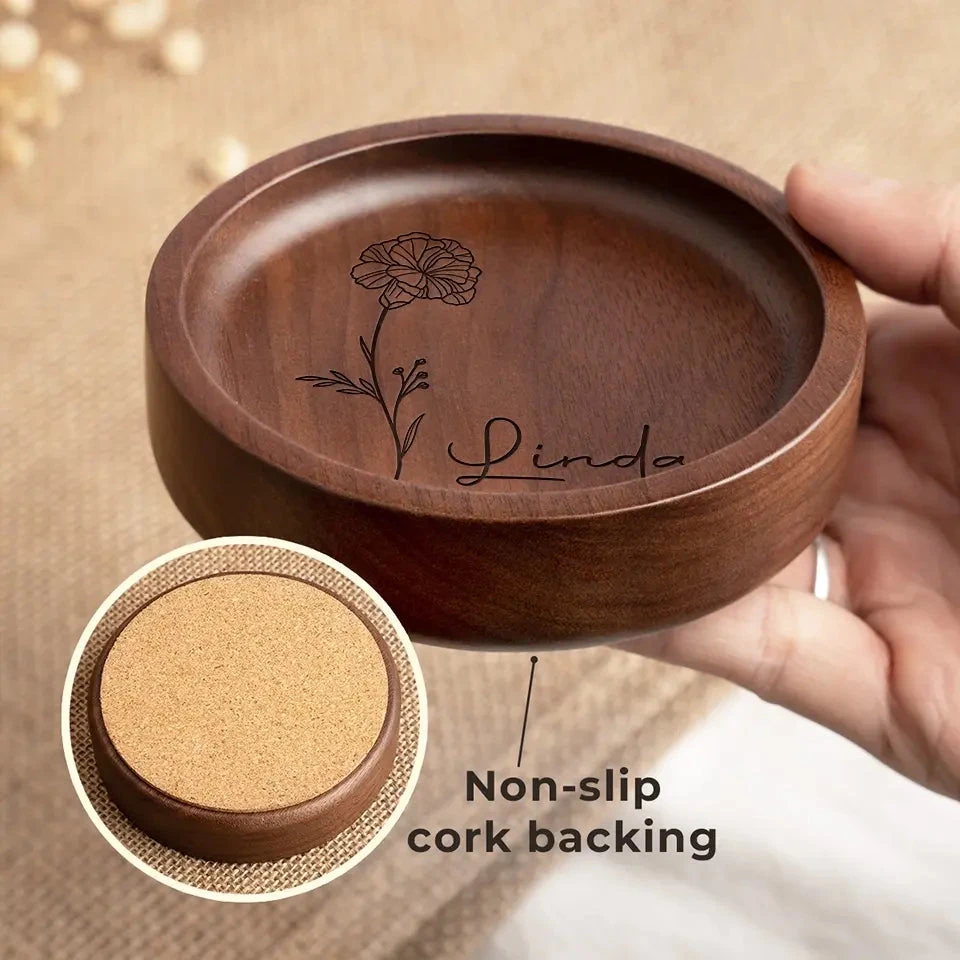 Because Of You, I Laugh A Little Harder - Bestie Personalized Custom Wooden Jewelry Dish - Gift For Best Friends, BFF, Sisters 4 Because Of You, I Laugh A Little Harder - Bestie Personalized Custom Wooden Jewelry Dish - Gift For Best Friends, BFF, Sisters - Image 4